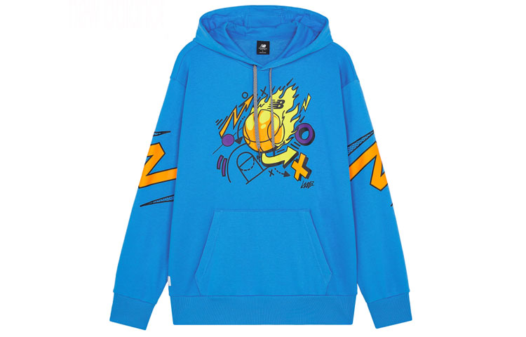 New Balance Blue Graphic Print Knit Pullover Hoodie MT13583-HLU