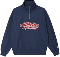 New Balance Blue Half-Zip Pullover Casual Cotton Sweatshirt NCE41081-MNV New Balance Blue Half-Zip Pullover Casual Cotton Sweatshirt NCE41081-MNV