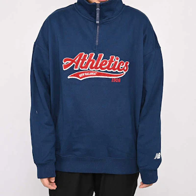 Sudadera Casual de Algodón con Cremallera Media Azul de New Balance NCE41081-MNV Shop Sudadera Casual de Algodón con Cremallera Media Azul de New Balance NCE41081-MNV