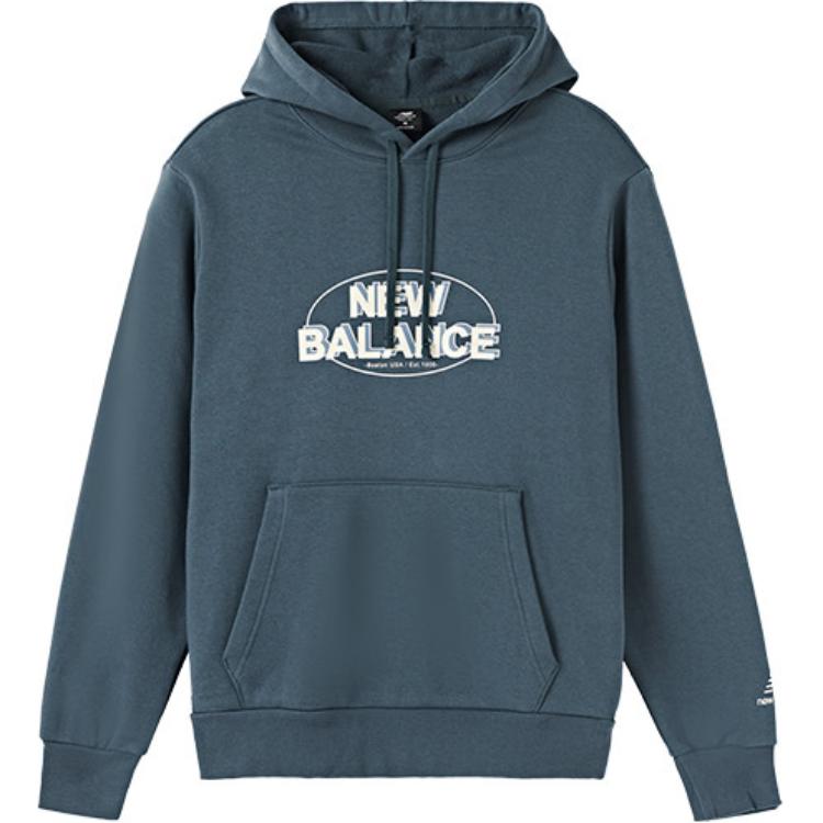 New Balance Blue Hoodie with Letter Print - Casual & Versatile AMT13339-AT