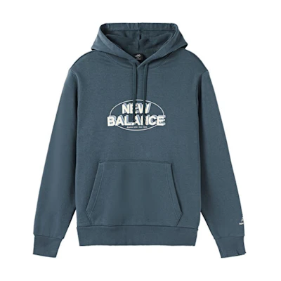 New Balance Blue Hoodie with Letter Print - Casual & Versatile AMT13339-AT