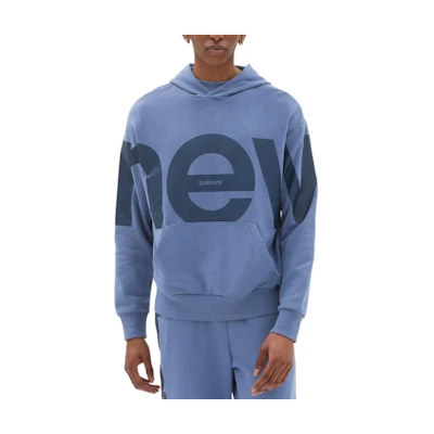 New Balance Blue Hoodie with Letter Print - Unisex Casual Pullover UT23504-AGY