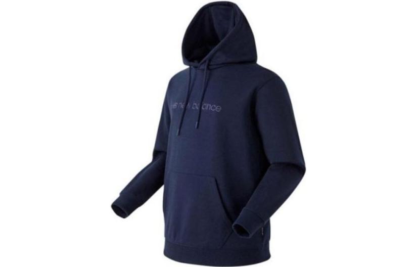 New Balance Blue Hoodie with Letter Print and Solid Color Design NBN0B21083-59