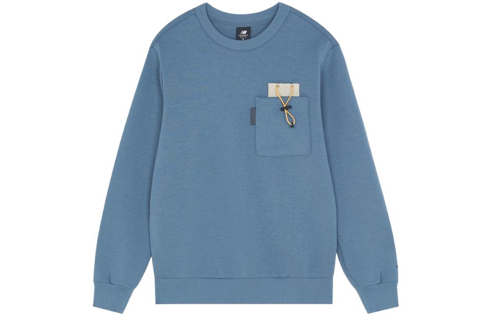 New Balance Blue Pullover Hoodie with Logo and Drawstring Pocket AMT13388-STL