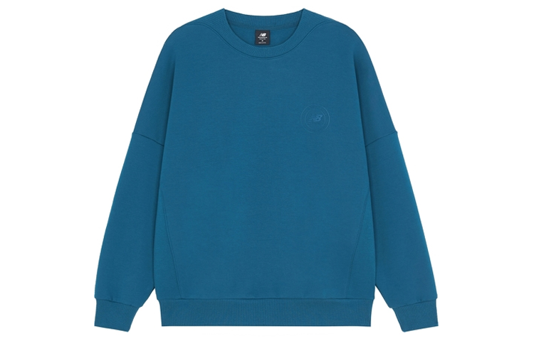 New Balance Blue Solid Color Crewneck Pullover Sweatshirt AMT1339-LRW