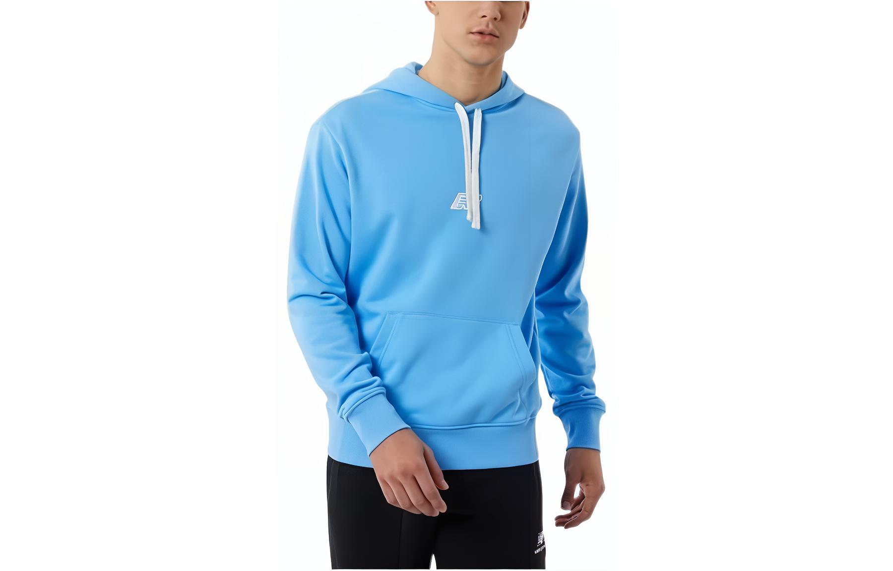 New Balance Blue Solid Logo Print Long-Sleeve Hoodie MT23511-SK