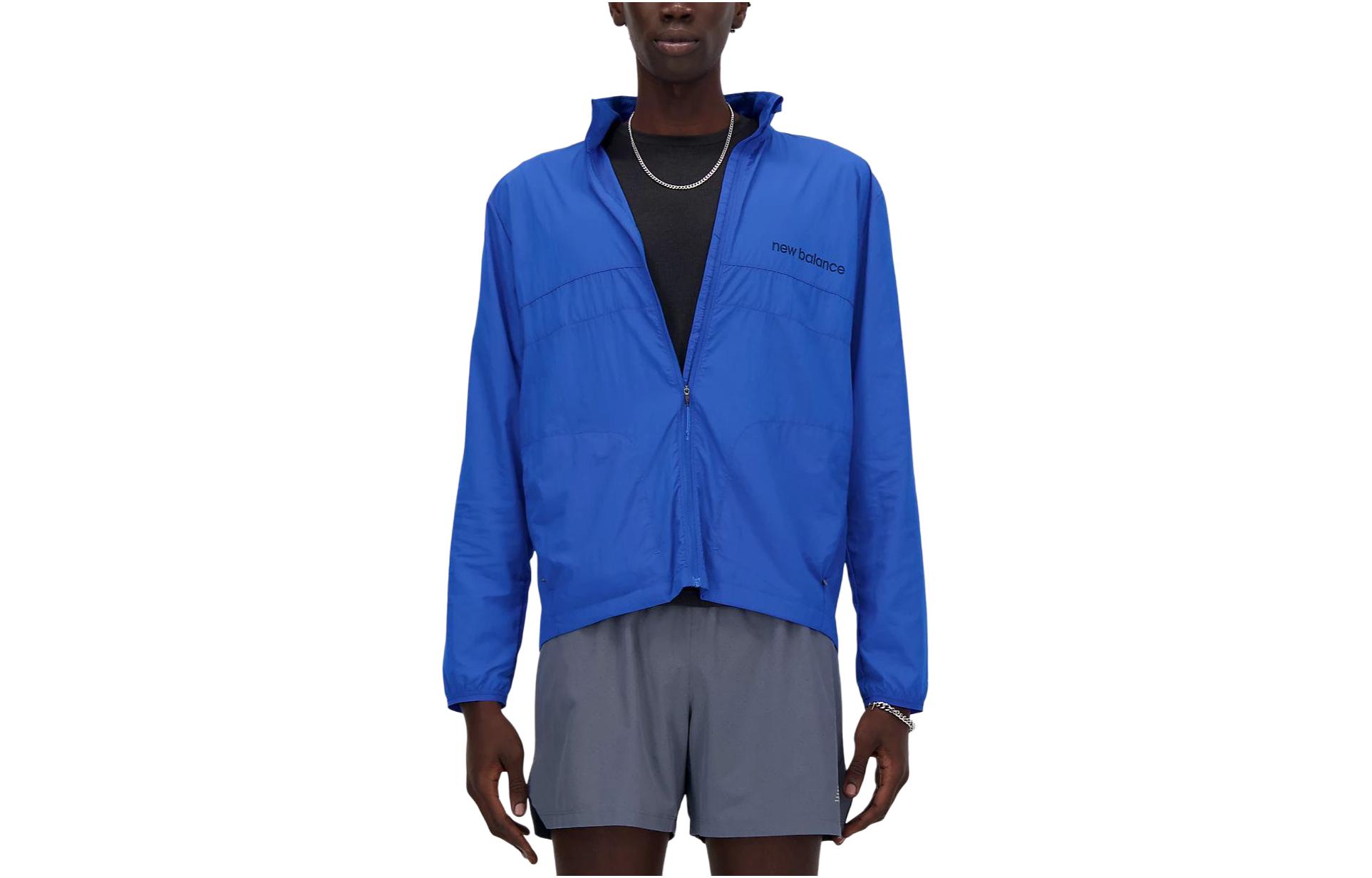 New Balance Blue Solid Logo Zip-Up Track Jacket MJ41278-BUL