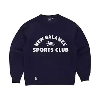 New Balance Blue Solid Loose-Fit Letter Crewneck Sweatshirt NBNCC12013-59