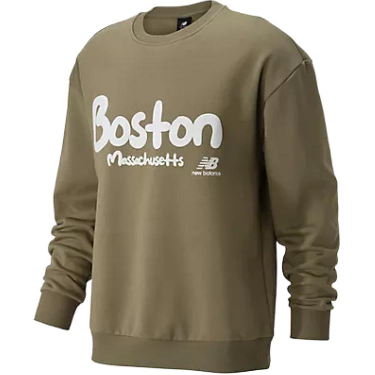 New Balance Boston Sweat Soft Comfortable Oversized Long Sleeve Sweatshirt Khaki MT23606-TCO