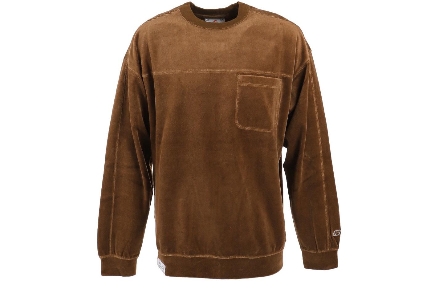 New Balance Brown Crewneck Logo Pullover Sweatshirt Long Sleeve AMT25076-ADI