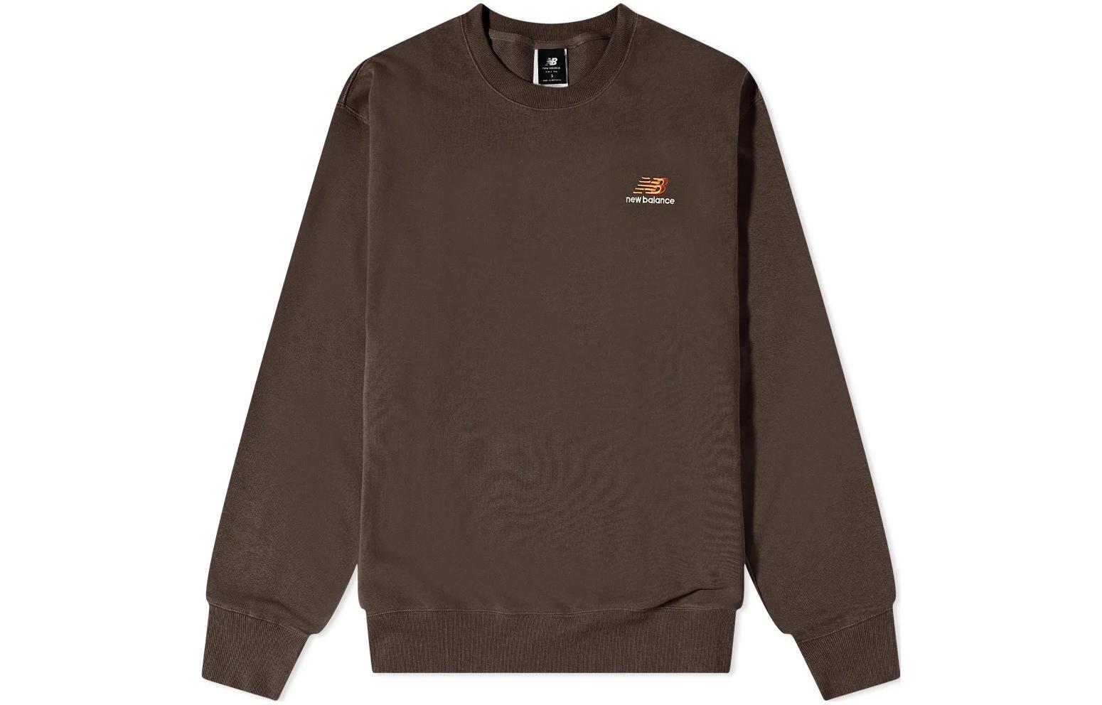 New Balance Brown Crewneck Sweatshirt with Logo Print UT21501-RHE