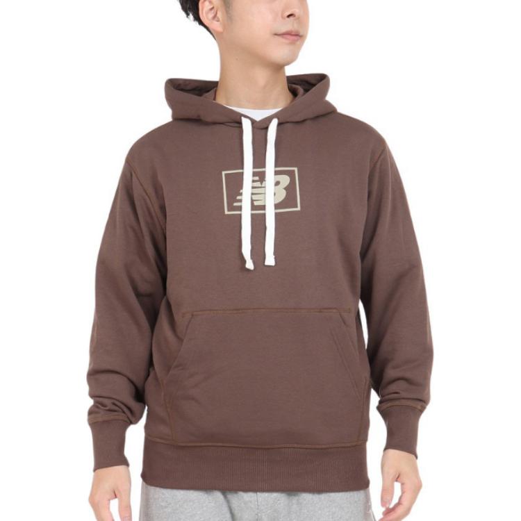 New Balance Brown Hoodie with Logo Graphic, Relaxed Fit MT33508D-UO