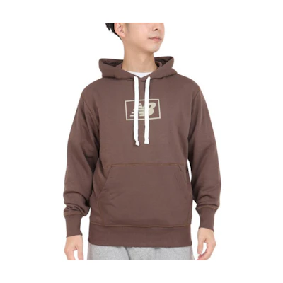 New Balance Brown Hoodie with Logo Graphic, Relaxed Fit MT33508D-UO