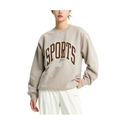 New Balance Brown Letter Print Crewneck Long Sleeve Unisex Sweatshirt NBNCD4A033-89