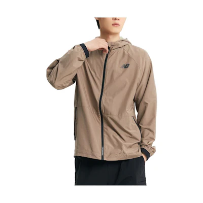 New Balance Brown Logo Print Hoodie Zip-Up Loose-Fit Jacket NBNAD4S071-85