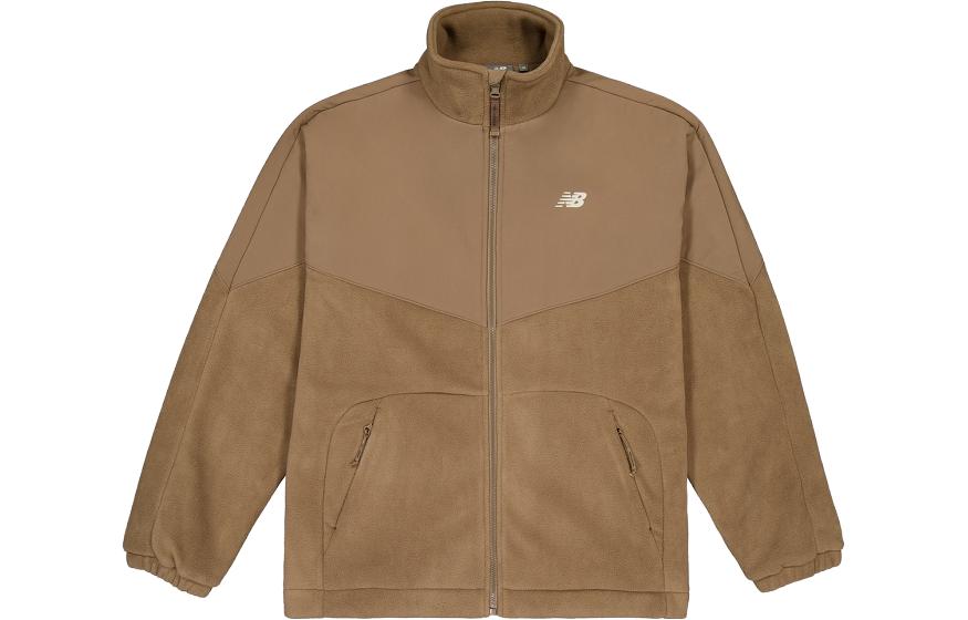 New Balance Brown Logo Zip-Up Stand Collar Jacket MDD45031-BWN