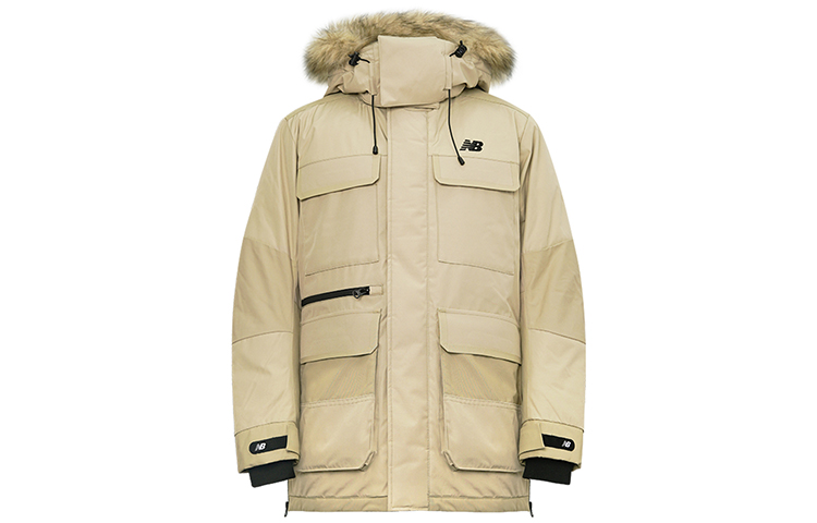 Order New Balance Brown Multi-Pocket Winter Down Jacket Unisex Casual Coat NP943051-BEI