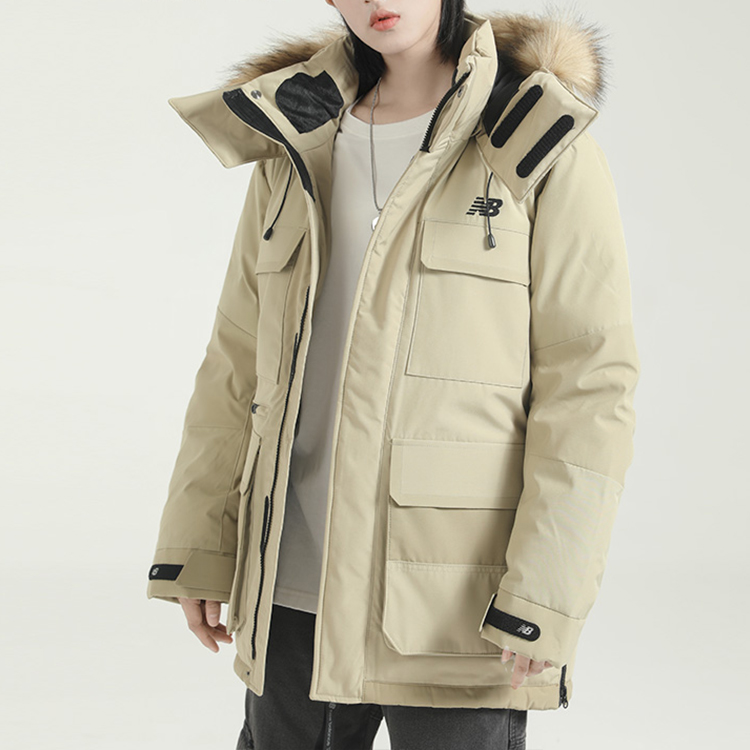 Purchase New Balance Brown Multi-Pocket Winter Down Jacket Unisex Casual Coat NP943051-BEI