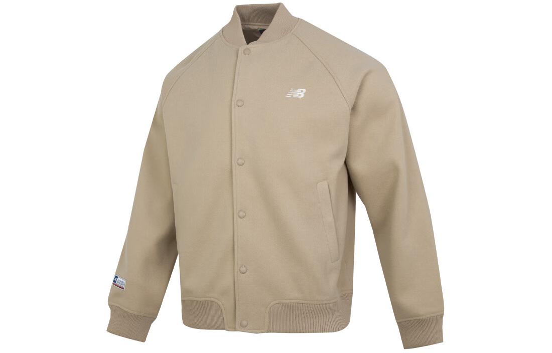 New Balance Brown Single-Button Comfortable Stand Collar Jacket NME11051-BEI
