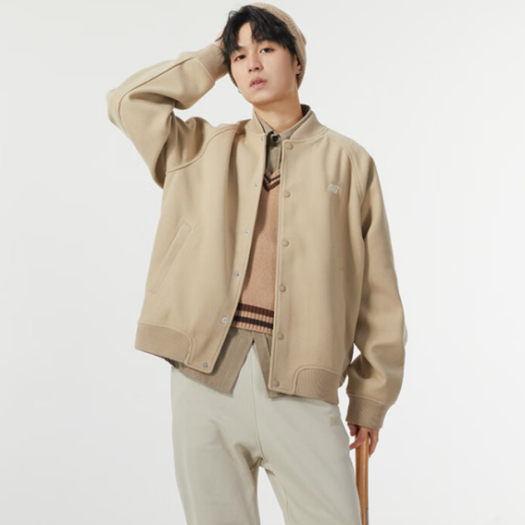 Details for ニューバランス ブラウン シングルボタン 快適スタンドカラー ジャケット NME11051-BEI