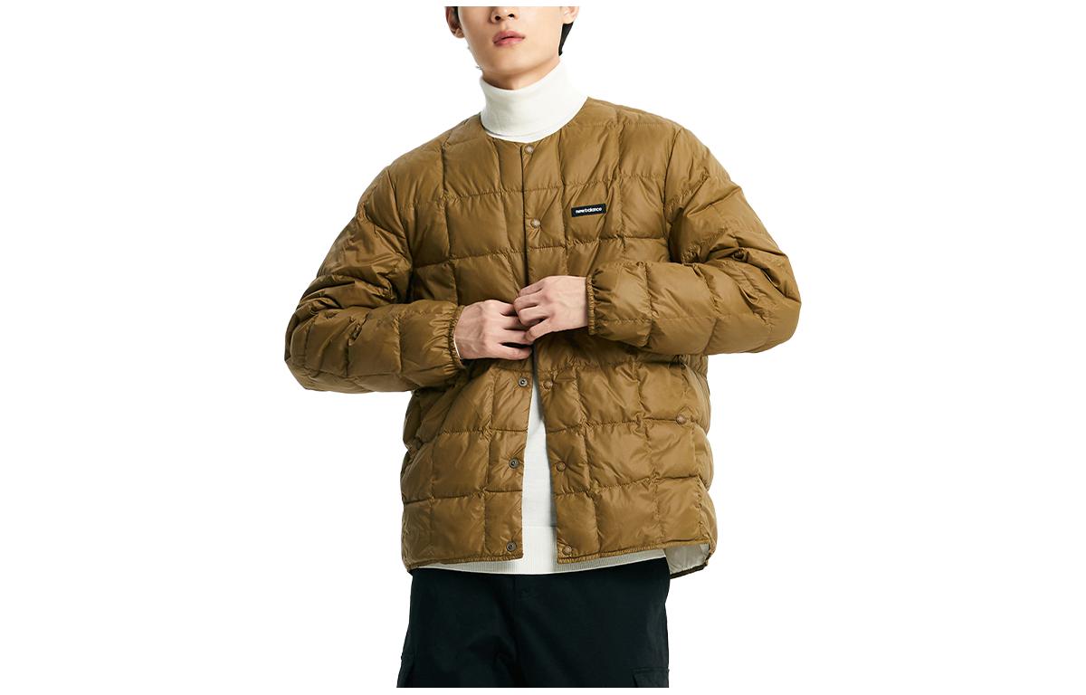 New Balance Brown Solid Collarless Slim-Fit Long Sleeve Jacket NBNPD42943-35