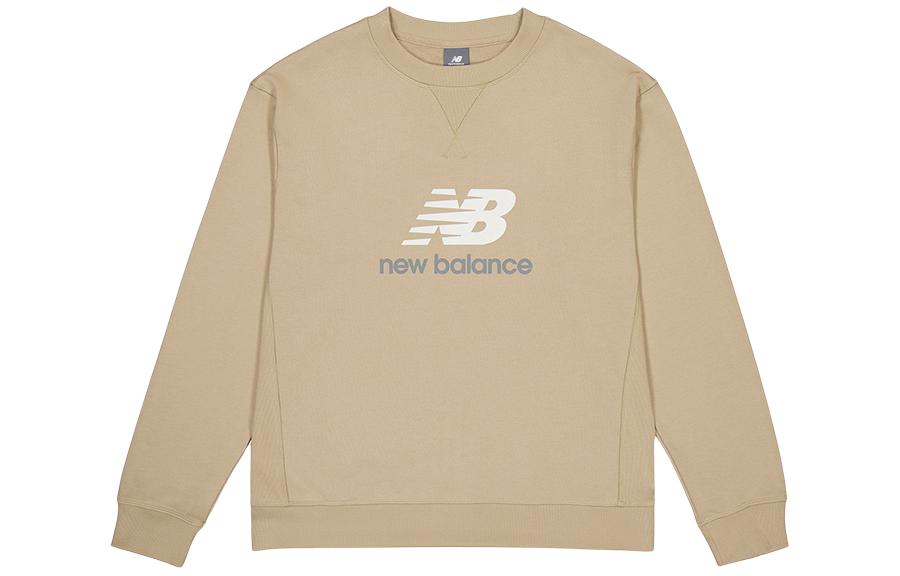 New Balance Brown Unisex Logo Crewneck Casual Pullover Sweatshirt AMT41356-SOT