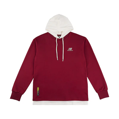New Balance Burgundy Patchwork Knit Pullover Hoodie Unisex Casual Wear NCA33031-BUR