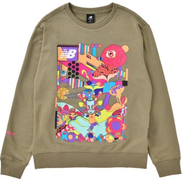 New Balance Camo Print Crewneck Sweatshirt Army Green MT23558-CGN