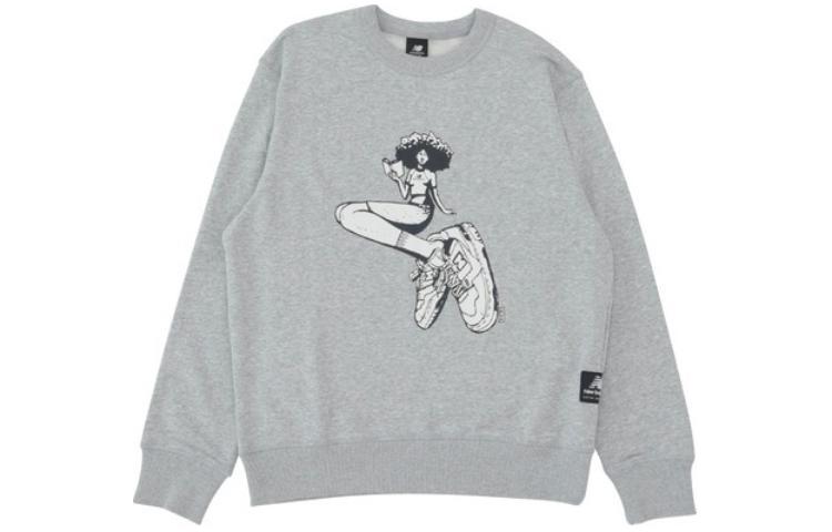 New Balance Cartoon Logo Crewneck Pullover Sweatshirt Men’s Grey MT33570-AG