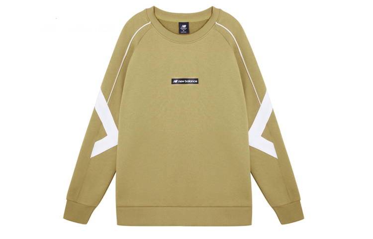 New Balance Casual Colorblock Crewneck Pullover Sweatshirt Brown AMT11326-BEI