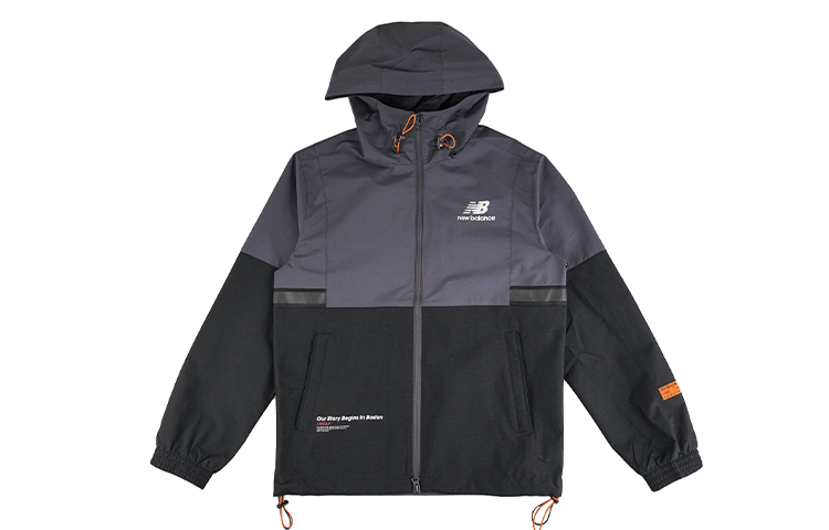 New Balance Casual Colorblock Hooded Windbreaker Jacket Unisex Dark Gray NAA34023-DKG