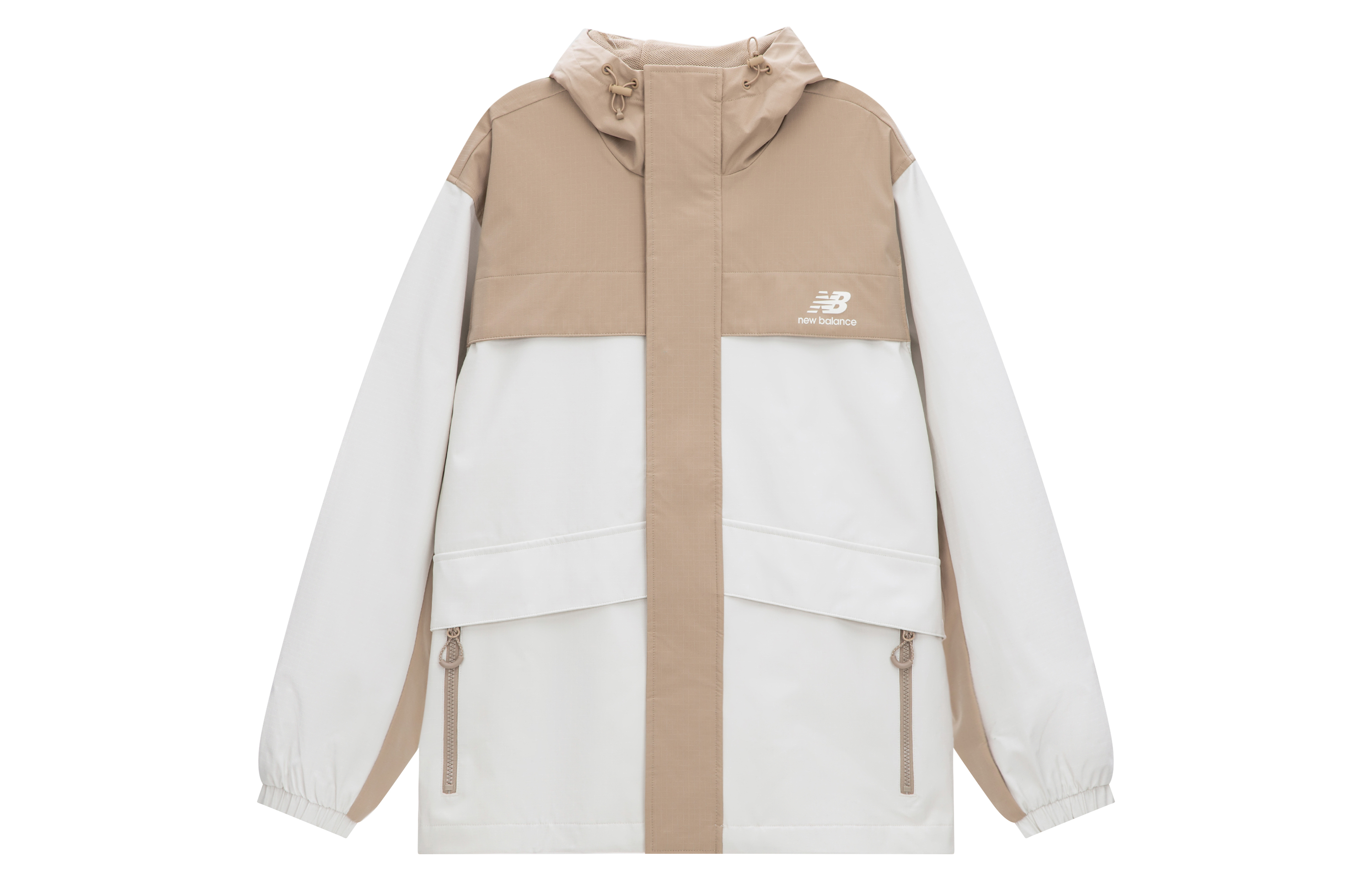 New Balance Casual Knit Khaki Jacket with Colorblock Logo - Fall/Winter Style AMJ33359-BNN
