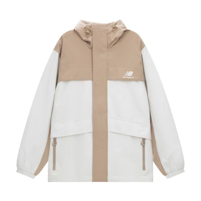 New Balance Casual Knit Khaki Jacket with Colorblock Logo - Fall/Winter Style AMJ33359-BNN