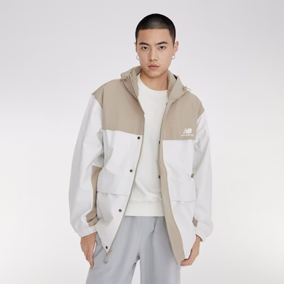 New Balance Jaket Knit Kasual Khaki dengan Logo Warna - Gaya Musim Gugur/Dingin AMJ33359-BNN 4