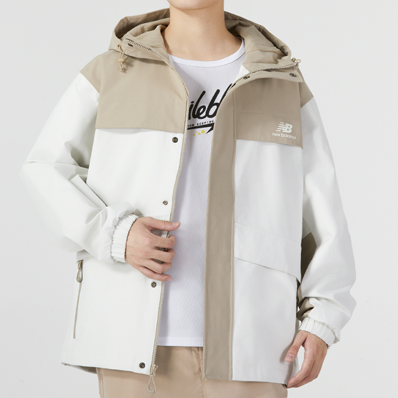 Shop New Balance Jaket Knit Kasual Khaki dengan Logo Warna - Gaya Musim Gugur/Dingin AMJ33359-BNN