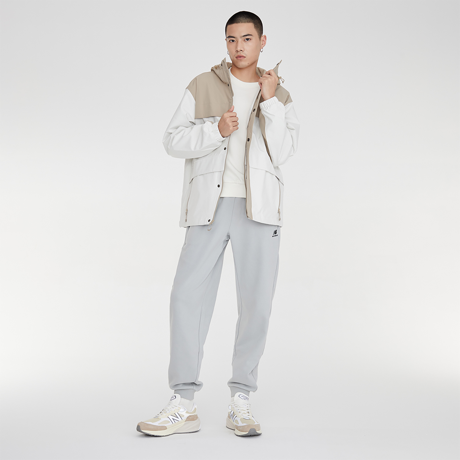 Cheap New Balance Jaket Knit Kasual Khaki dengan Logo Warna - Gaya Musim Gugur/Dingin AMJ33359-BNN