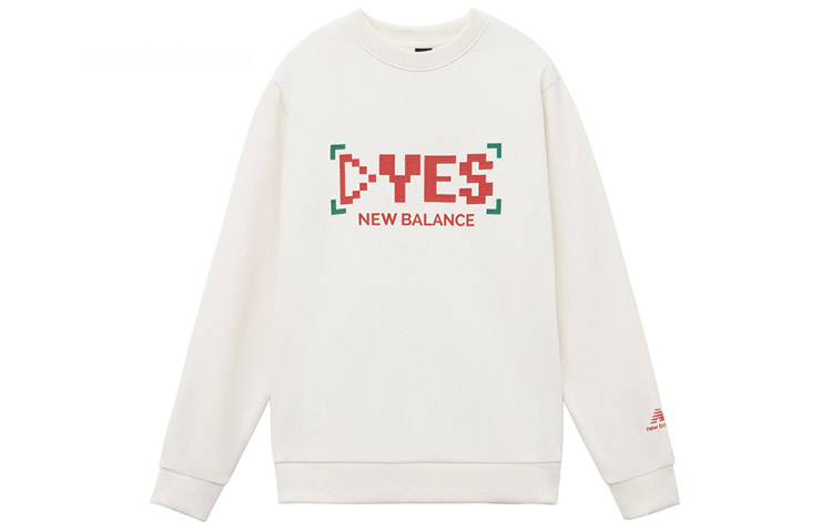 New Balance Casual Pullover Printed Knit Sweatshirt White AMT11341-IV