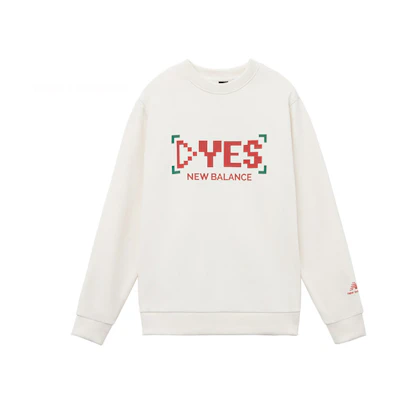 New Balance Casual Pullover Printed Knit Sweatshirt White AMT11341-IV