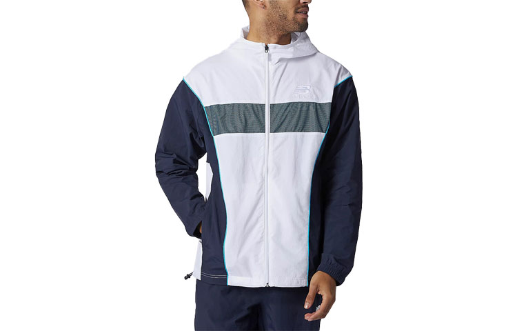 New Balance Casual Sports Panel Hooded Jacket - White AMJ11500-WT