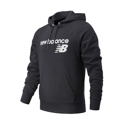 New Balance Classic Core BK Logo Printed Hoodie Black Pullover Sweatshirt MT03910-BK