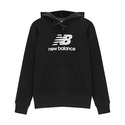 New Balance Classic Logo Print Relaxed Fit Hoodie Unisex - Black AMT31537-BK