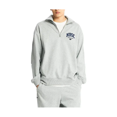 New Balance Classic Plain Print Polo Long Sleeve Sweatshirt Unisex Grey NBNCD31823-AC