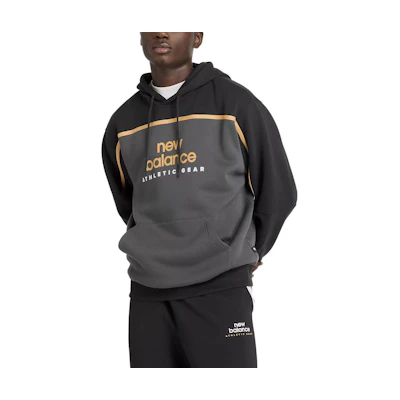 New Balance Classics Fleece Hoodie Black Pullover Logo Sweatshirt MT43524-BK
