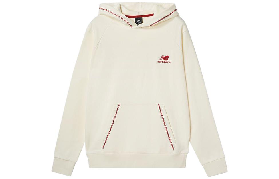 New Balance CNY Series White Embroidered Logo Hoodie Pullover for Men AMT31570-CIC