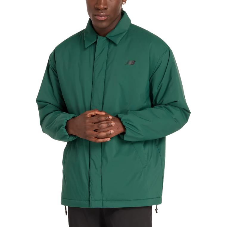New Balance Coaches Green Jacket - Breathable, Full-Zip with Small Logo MJ43504-NWG