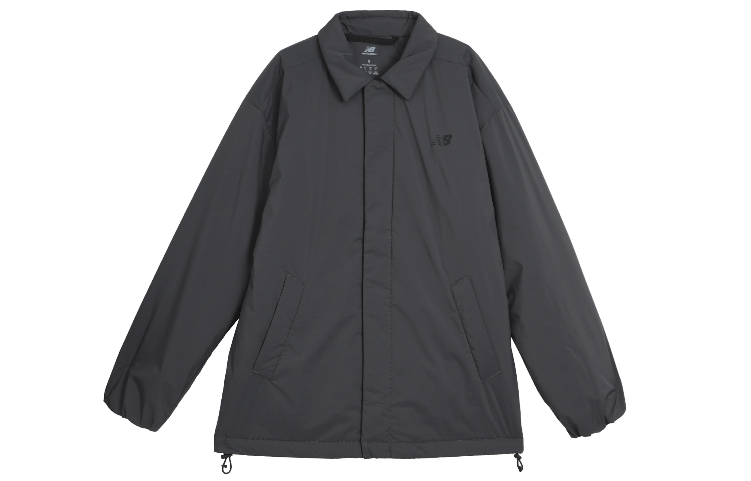 New Balance Coaches Solid Logo Zip Breathable Long Sleeve Jacket Asphalt Men MJ43504-ACK