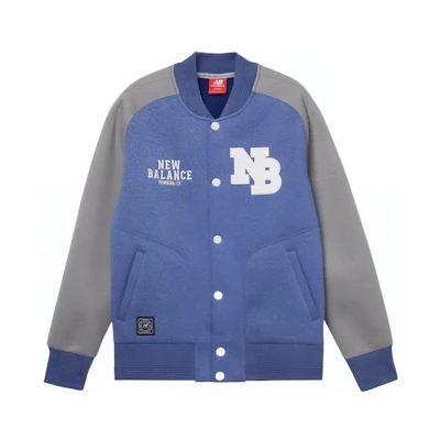 New Balance Color Block Logo Print Button Jacket Unisex Blue AMJ61606-BNH