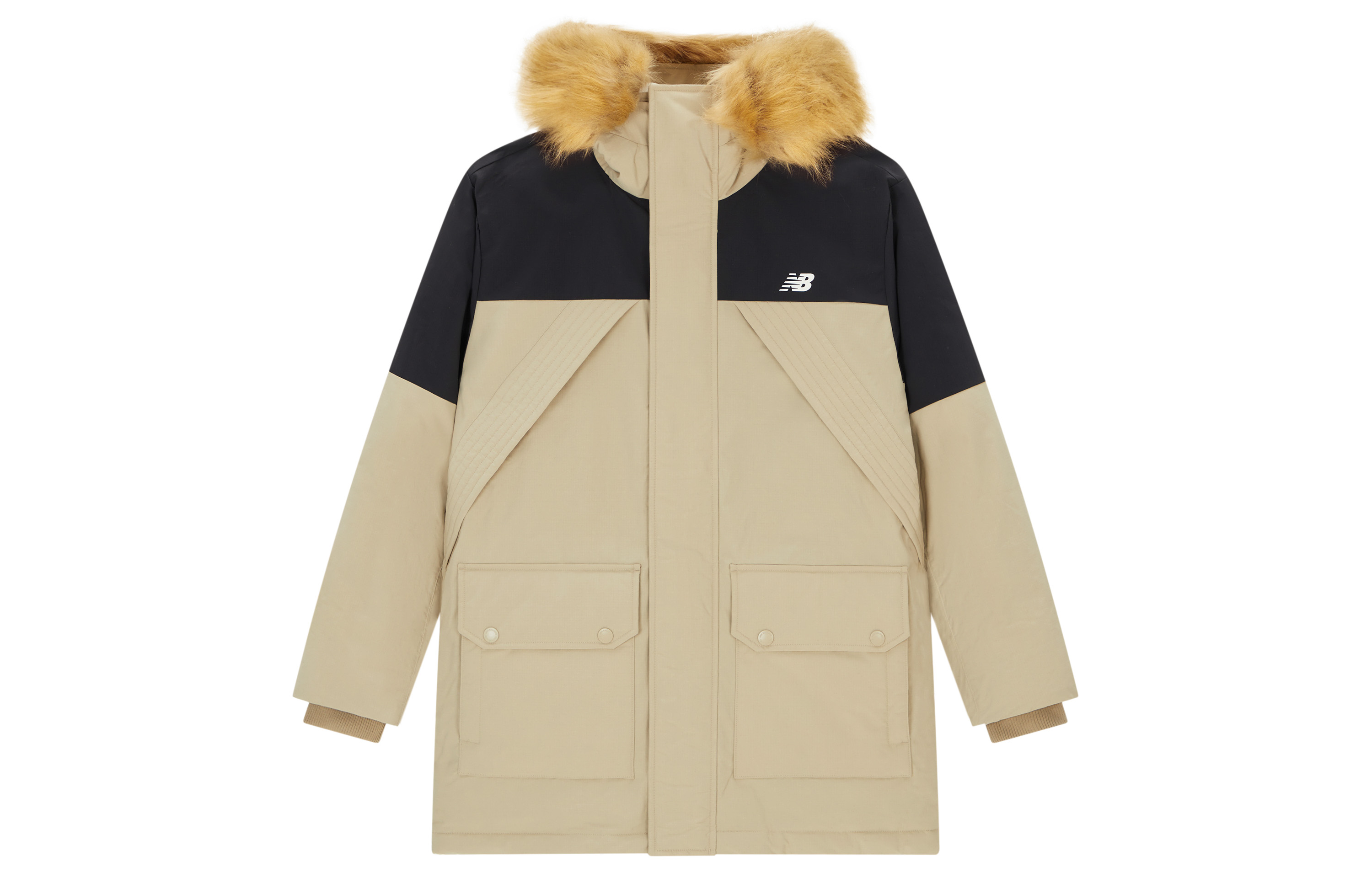 Order ニューバランス カラーブロック インシュレーテッド パーカージャケット ベージュ 男女兼用 AMJ34323-SOT
