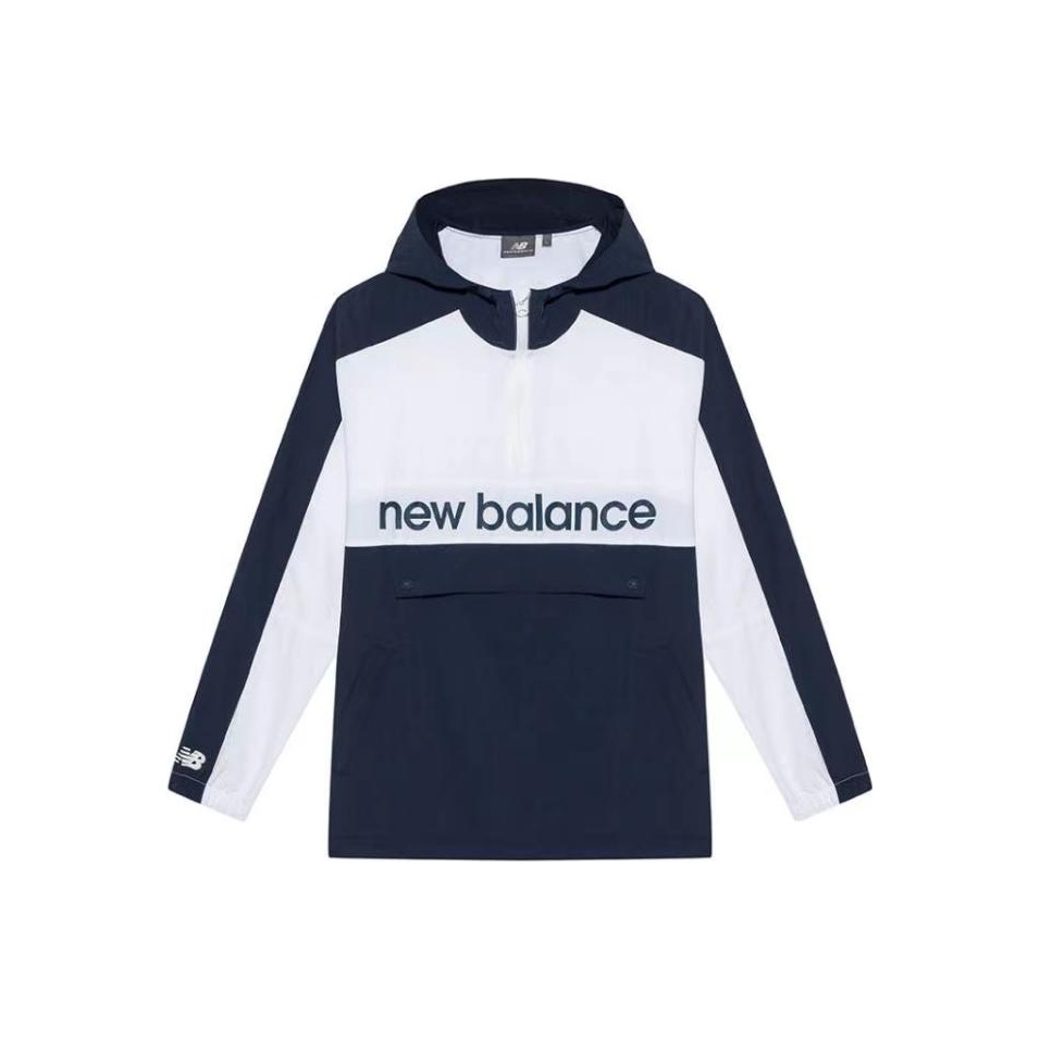 New Balance Colorblock Letter Print Hoodie Jacket Unisex Blue White NA81N011-NV