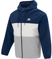 New Balance Colorblock Logo Hooded Windbreaker Jacket - Blue 5AD38011-NV New Balance Colorblock Logo Hooded Windbreaker Jacket - Blue 5AD38011-NV
